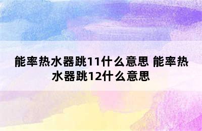 能率热水器跳11什么意思 能率热水器跳12什么意思